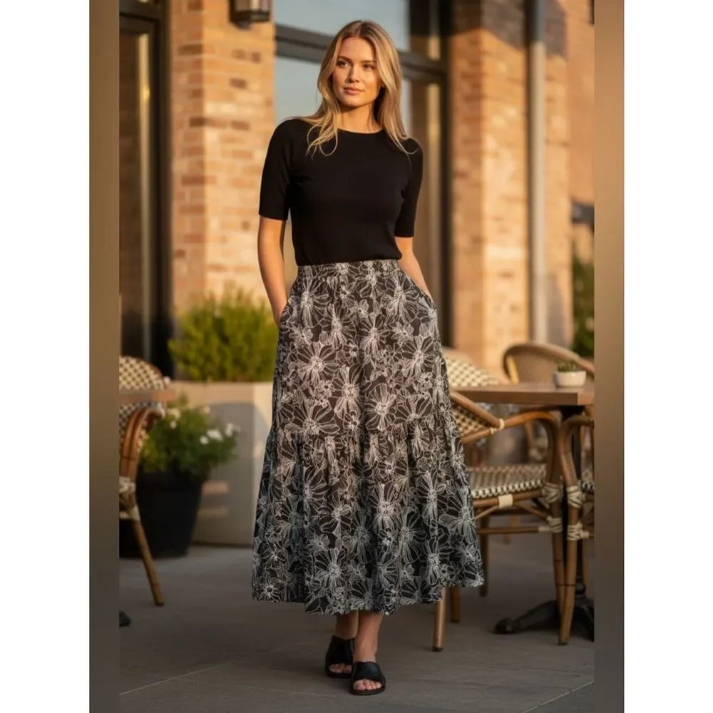 $178 Unsubscribed silk black floral maxi dress NWT XS